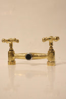 Handmade Moroccan Brass Faucet – Aged Cross Handle Bridge Tap, Rustic Luxury Fixture