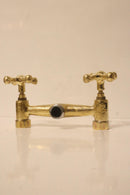 Handmade Moroccan Brass Faucet – Aged Cross Handle Bridge Tap, Rustic Luxury Fixture