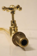Moroccan Brass Faucet – Aged Vintage Curved Spout, Cross Handle Kitchen Tap