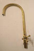 Moroccan Brass Faucet – Aged Vintage Curved Spout, Cross Handle Kitchen Tap