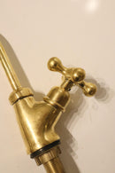 Handmade Moroccan Brass Faucet – Aged Gold Gooseneck Cross Handle Tap