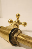 Handmade Moroccan Brass Faucet – Aged Gold Gooseneck Cross Handle Tap