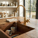 Handmade Moroccan Brass Faucet – Aged Gold Gooseneck Cross Handle Tap