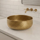 Handmade Moroccan Brass Round Vessel Sink, Hammered Brass Bathroom Vanity Bowl, Luxury Countertop Basin