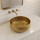 Handmade Moroccan Brass Round Vessel Sink, Hammered Brass Bathroom Vanity Bowl, Luxury Countertop Basin
