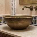 Handmade Brass Moroccan Sink – Round Hammered Vessel Basin