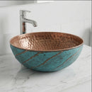 Handmade Moroccan Brass Round Vessel Sink, Hammered Bathroom Vanity Basin with Patina Exterior