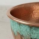 Hand-Hammered Moroccan Brass Vessel Sink, Green Patina Basin, Boho Bathroom Decor