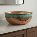 Hand-Hammered Moroccan Brass Vessel Sink, Green Patina Basin, Boho Bathroom Decor