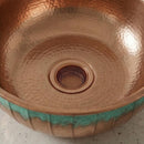 Hand-Hammered Moroccan Brass Vessel Sink, Green Patina Basin, Boho Bathroom Decor