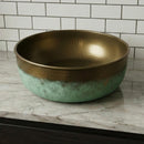 Hand Hammered Brass Sink, Moroccan Craftsmanship, Verdigris Finish, Round Vessel