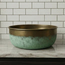 Hand Hammered Brass Sink, Moroccan Craftsmanship, Verdigris Finish, Round Vessel