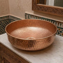 Handmade Hammered Brass Moroccan Vessel Sink, Round Antique Bathroom Basin
