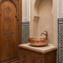 Handmade Hammered Brass Moroccan Vessel Sink, Round Antique Bathroom Basin