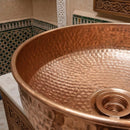 Handmade Hammered Brass Moroccan Vessel Sink, Round Antique Bathroom Basin