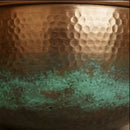 Handmade Moroccan Brass Round Vessel Sink, Hammered Countertop Bathroom Basin with Antique Green Patina