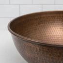 Handmade Moroccan Brass Round Vessel Sink, Hand-Hammered Countertop Basin, Antique Copper Finish Vanity Sink
