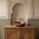 Handmade Moroccan Brass Vessel Sink, Hammered Round Bathroom Basin, Rustic Boho Vanity