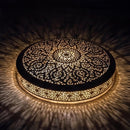 Moroccan Brass Mandala Pendant Light, Laser Cut Arabesque Boho Ceiling Lamp