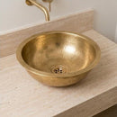 Handmade Hammered Brass Round Vessel Sink, Moroccan Gold Bathroom Vanity Basin