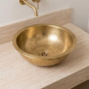 Handmade Hammered Brass Round Vessel Sink, Moroccan Gold Bathroom Vanity Basin