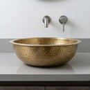 Hand-Hammered Brass Vessel Sink, Round Moroccan Gold Bathroom Basin