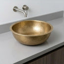 Hand-Hammered Brass Vessel Sink, Round Moroccan Gold Bathroom Basin