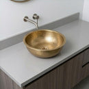 Hand-Hammered Brass Vessel Sink, Round Moroccan Gold Bathroom Basin