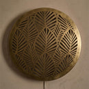 Handcrafted Moroccan Brass Pendant Light, Round Leaf Cutout Lamp, Botanical Shadow Sconce