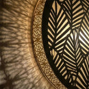 Handcrafted Moroccan Brass Pendant Light, Round Leaf Cutout Lamp, Botanical Shadow Sconce