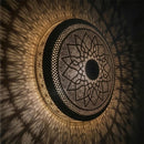 Handmade Moroccan Brass Mandala Wall Lamp, Perforated Floral Sconce, Warm Shadow Decor