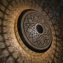 Handmade Moroccan Brass Mandala Wall Lamp, Perforated Floral Sconce, Warm Shadow Decor