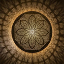 Handmade Moroccan Brass Pendant Light, Floral Mandala Cutout, Ornate Pierced Metal Decor