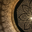Handmade Moroccan Brass Pendant Light, Floral Mandala Cutout, Ornate Pierced Metal Decor