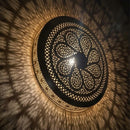 Moroccan Brass Mandala Pendant Light, Boho Filigree Hanging Lamp, Shadow Cast Glow