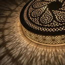 Moroccan Brass Mandala Pendant Light, Boho Filigree Hanging Lamp, Shadow Cast Glow