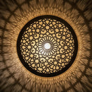 Moroccan Brass Pendant Light, Geometric Mandala Cutout Shade, Shadow Cast Lamp