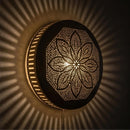 Handcrafted Moroccan Brass Pendant Light, Round Floral Cutout Lamp, Boho Arabesque Wall Light