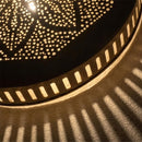 Handcrafted Moroccan Brass Pendant Light, Round Floral Cutout Lamp, Boho Arabesque Wall Light