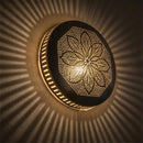 Handcrafted Moroccan Brass Pendant Light, Round Floral Cutout Lamp, Boho Arabesque Wall Light