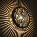 Moroccan Brass Pendant Light, Round Gold Lamp, Leaf Cutout Arabesque Sconce