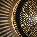 Moroccan Brass Pendant Light, Round Gold Lamp, Leaf Cutout Arabesque Sconce