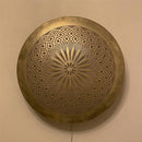 Handmade Moroccan Brass Wall Lamp, Round Floral Geometric Sconce, Boho Shadow Cast Decor