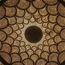 Handcrafted Moroccan Brass Wall Lamp, Round Sconce, Pierced Scallop Pattern, Ambient Light