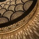 Handcrafted Moroccan Brass Wall Lamp, Round Sconce, Pierced Scallop Pattern, Ambient Light