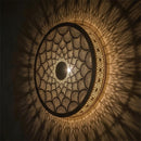 Handcrafted Moroccan Brass Wall Lamp, Round Sconce, Pierced Scallop Pattern, Ambient Light