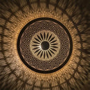 Handcrafted Moroccan Brass Wall Lamp, Round Fish Scale Sconce, Boho Shadow Pattern Decor