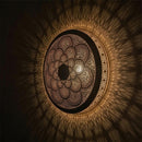 Handmade Moroccan Brass Pendant Light, Round Mandala Lamp, Boho Arabesque Shadow Cast Ceiling Lamp
