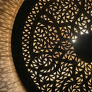 Handmade Moroccan Brass Pendant Light, Round Geometric Floral Cutout Lamp Shade