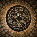 Handmade Moroccan Brass Pendant Light, Round Geometric Floral Cutout Lamp Shade
